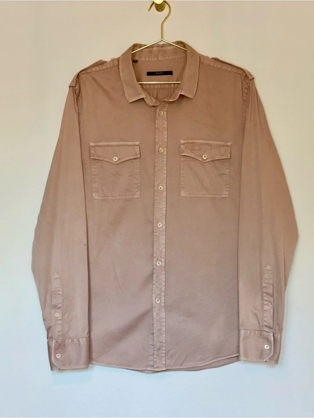Gucci Men's Button-Down Shirt in Taupe